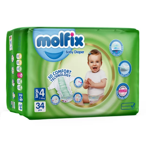 پوشک بچه مولفیکس سایز 4 بسته 34عددی
